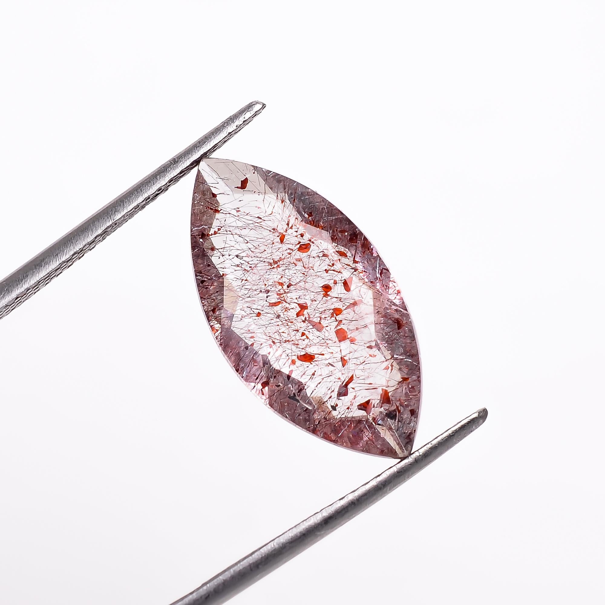 natural elestial quartz marquise shape cut stone loose gemstone